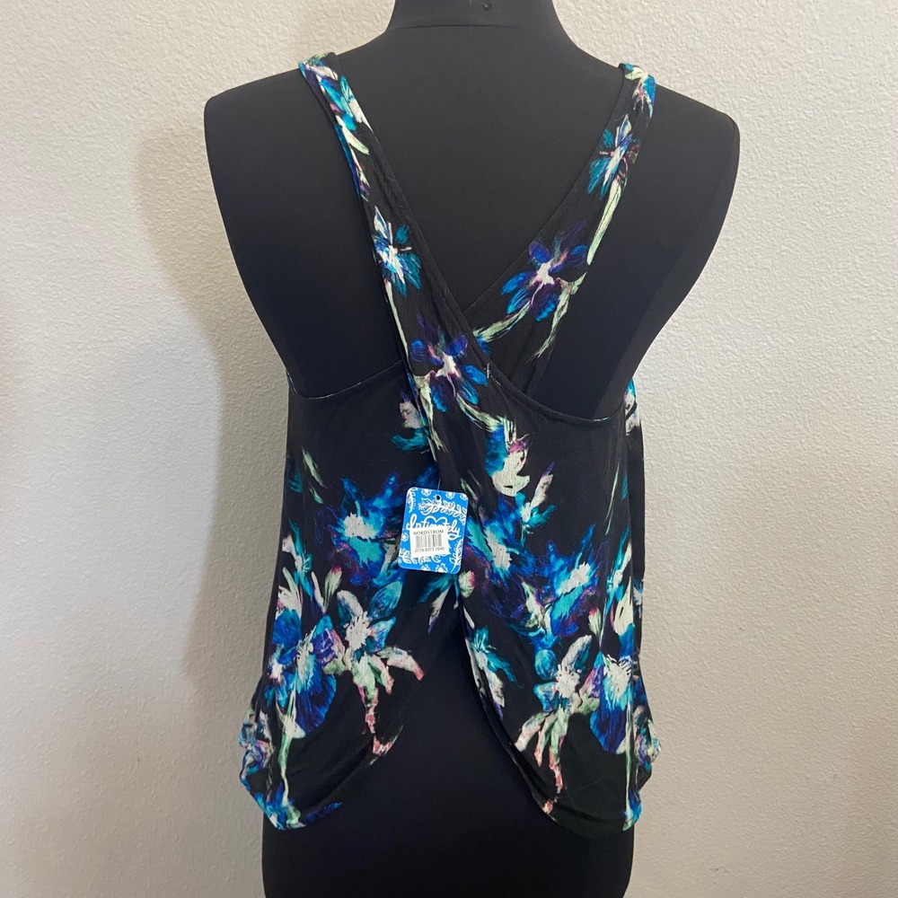 Free People Intimately Floral Print Tank Top Criss Cross Open Back NEW READ